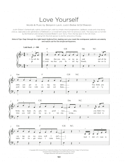 page one of Love Yourself (Really Easy Piano)