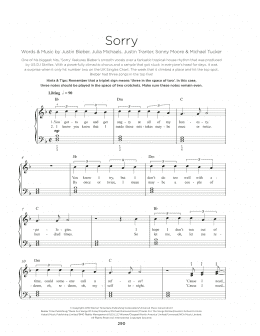 page one of Sorry (Really Easy Piano)