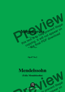 page one of F. Mendelssohn-Morgengruss(Morgengruß)(Über die Berge steigt),Op.47 No.2,in G flat Major