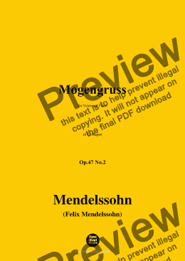 page one of F. Mendelssohn-Morgengruss(Morgengruß)(Über die Berge steigt),Op.47 No.2,in G Major