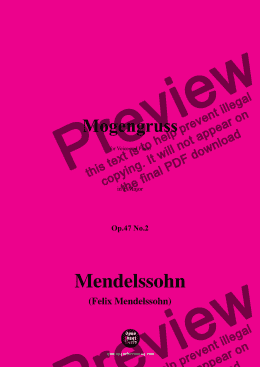 page one of F. Mendelssohn-Morgengruss(Morgengruß)(Über die Berge steigt),Op.47 No.2,in F Major