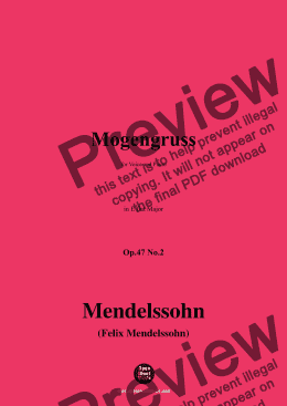 page one of F. Mendelssohn-Morgengruss(Morgengruß)(Über die Berge steigt),Op.47 No.2,in E flat Major