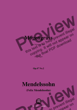 page one of F. Mendelssohn-Morgengruss(Morgengruß)(Über die Berge steigt),Op.47 No.2,in D Major