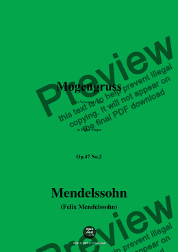 page one of F. Mendelssohn-Morgengruss(Morgengruß)(Über die Berge steigt),Op.47 No.2,in B flat Major