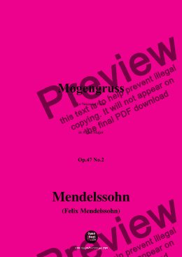 page one of F. Mendelssohn-Morgengruss(Morgengruß)(Über die Berge steigt),Op.47 No.2,in A flat Major