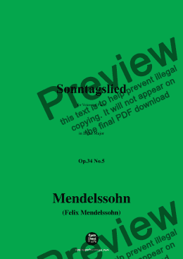 page one of F. Mendelssohn-Sonntagslied,Op.34 No.5,in B flat Major