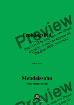 page one of F. Mendelssohn-Fruhlingslied,Op.34 No.3,in G flat Major