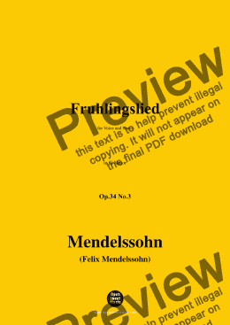 page one of F. Mendelssohn-Fruhlingslied,Op.34 No.3,in G Major