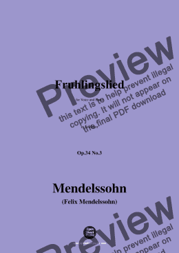 page one of F. Mendelssohn-Fruhlingslied,Op.34 No.3,in E Major 