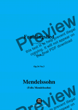 page one of F. Mendelssohn-Fruhlingslied,Op.34 No.3,in D flat Major