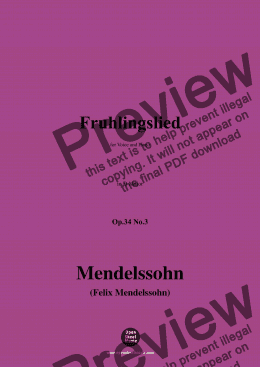 page one of F. Mendelssohn-Fruhlingslied,Op.34 No.3,in D Major