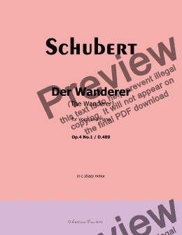 page one of Schubert-Der Wanderer(The Wanderer),Op.4 No.1,in c sharp minor