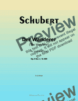 page one of Schubert-Der Wanderer(The Wanderer),Op.4 No.1,in d minor