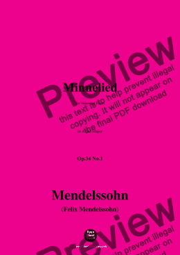 page one of F. Mendelssohn-Minnelied,Op.34 No.1,in A flat Major