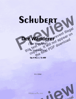 page one of Schubert-Der Wanderer(The Wanderer),Op.4 No.1,in c minor