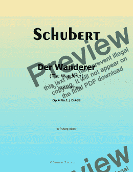 page one of Schubert-Der Wanderer(The Wanderer),Op.4 No.1,in f sharp minor