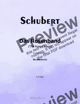 page one of Schubert-Das Rosenband(The Rosy Ribbon),Ver.II,in B Major