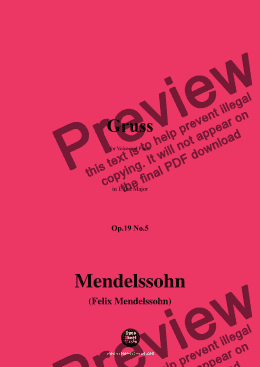 page one of F. Mendelssohn-Gruss,Op.19 No.5,in E flat Major