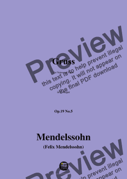 page one of F. Mendelssohn-Gruss,Op.19 No.5,in E Major