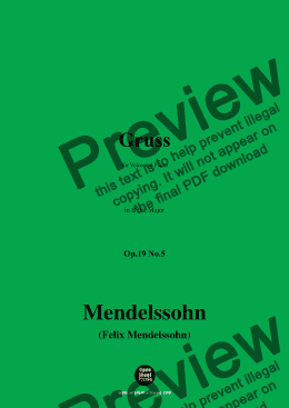 page one of F. Mendelssohn-Gruss,Op.19 No.5,in B flat Major