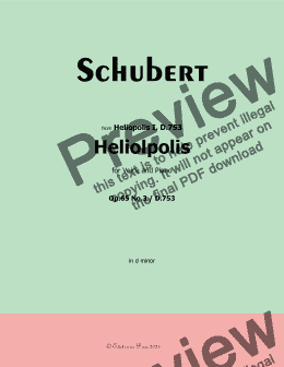 page one of Schubert-Heliopolis,from Heliopolis I,D.753,in d minor