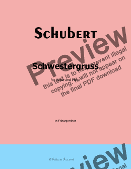 page one of Schubert-Schwestergruss,in f sharp minor