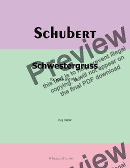 page one of Schubert-Schwestergruss,in g minor