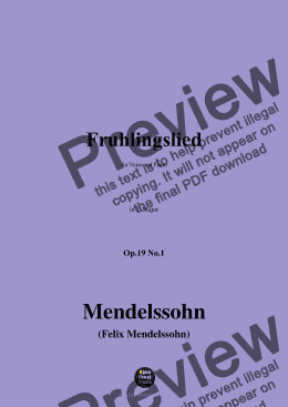 page one of F. Mendelssohn-Fruhlingslied,Op.19 No.1,in E Major