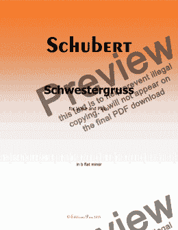 page one of Schubert-Schwestergruss,in b flat minor