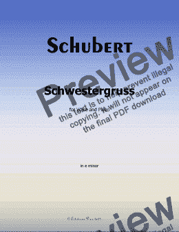 page one of Schubert-Schwestergruss,in e minor