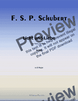 page one of Schubert-Licht und Liebe ( Light and Love),D.352,in B Major