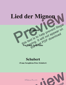 page one of Schubert-Lied der Mignon,in b minor