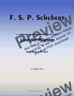 page one of Schubert-Lied der Mignon,in f sharp minor