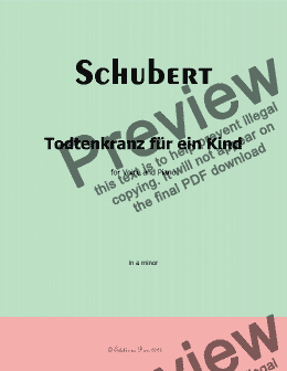 page one of Schubert-Todtenkranz fur ein Kind,in a minor