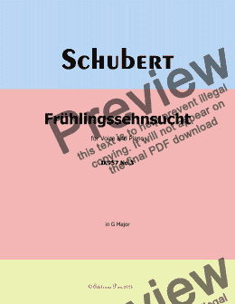 page one of Schubert-Frühlingssehnsucht,in G Major