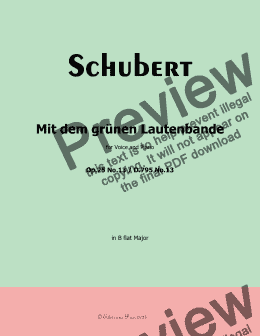 page one of Schubert-Mit dem grunen Lautenbande,Op.25 No.13,in B flat Major