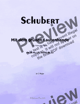 page one of Schubert-Mit dem grunen Lautenbande,Op.25 No.13,in C Major