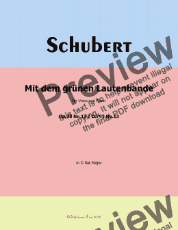 page one of Schubert-Mit dem grunen Lautenbande,Op.25 No.13,in D flat Major