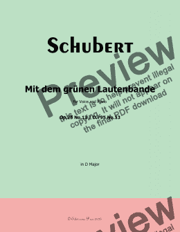 page one of Schubert-Mit dem grunen Lautenbande,Op.25 No.13,in D Major