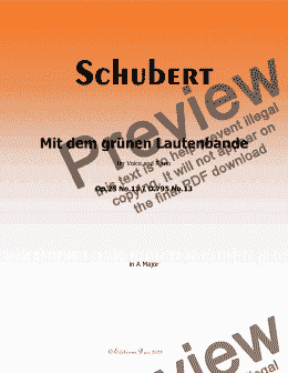 page one of Schubert-Mit dem grunen Lautenbande,Op.25 No.13,in A Major