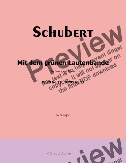 page one of Schubert-Mit dem grunen Lautenbande,Op.25 No.13,in G Major