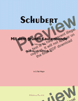 page one of Schubert-Mit dem grunen Lautenbande,Op.25 No.13,in G flat Major