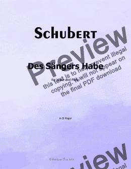 page one of Schubert-Des Sangers Habe,in B Major