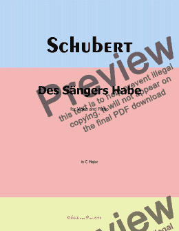 page one of Schubert-Des Sangers Habe,in C Major