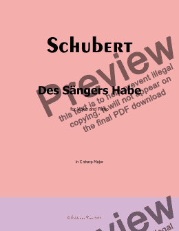 page one of Schubert-Des Sangers Habe,in C sharp Major