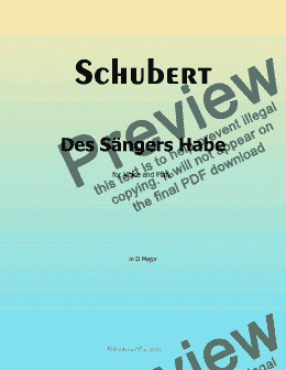 page one of Schubert-Des Sangers Habe,in D Major