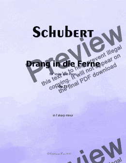 page one of Schubert-Drang in die Ferne,Op.71,in f sharp minor