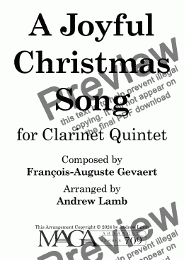 page one of François-Auguste Gevaert | A Joyful Christmas Song | for Double-Reed Quintet