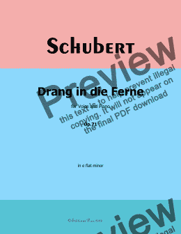 page one of Schubert-Drang in die Ferne,Op.71,in e flat minor