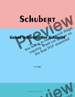 page one of Schubert-Gebet wahrend der Schlacht,in A Major